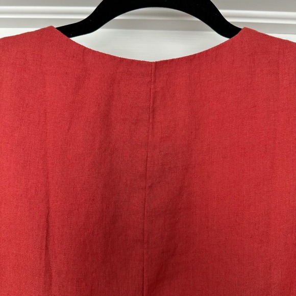 J. Crew Crewneck Vest Linen Burnt Orange Red Button Sown Size 6 - Picture 6 of 11